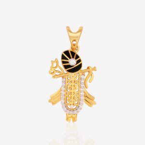 Gold-Plated Lord Krishna Pendant with CZ Stones & Enamel Work