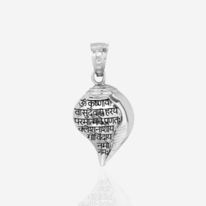 Silver Shankh Pendant with Krishna Mantra