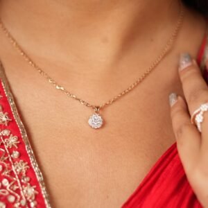 Radiant Floral Diamond Pendant Set