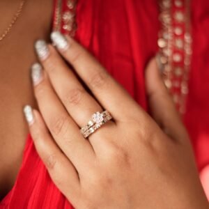 Radiant Halo Dual-Band Diamond Ring